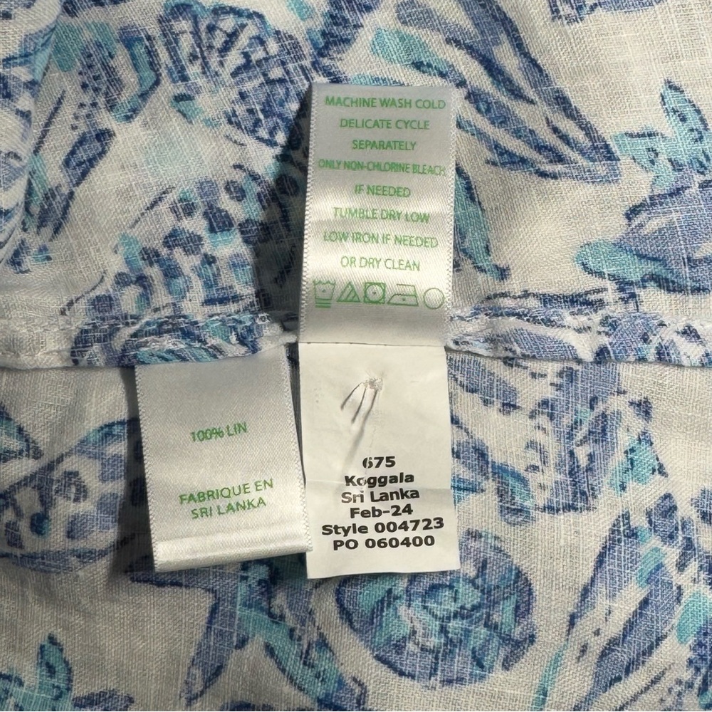 Lilly Pulitzer Women's Sea View Linen Button Down Top Shell Collector sz. Large - Picture 10 of 11